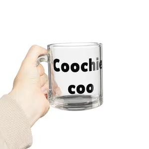 Coochie Coo Funny Text Mug Glass Mug, 10oz | Clear Iced Coffee Cup