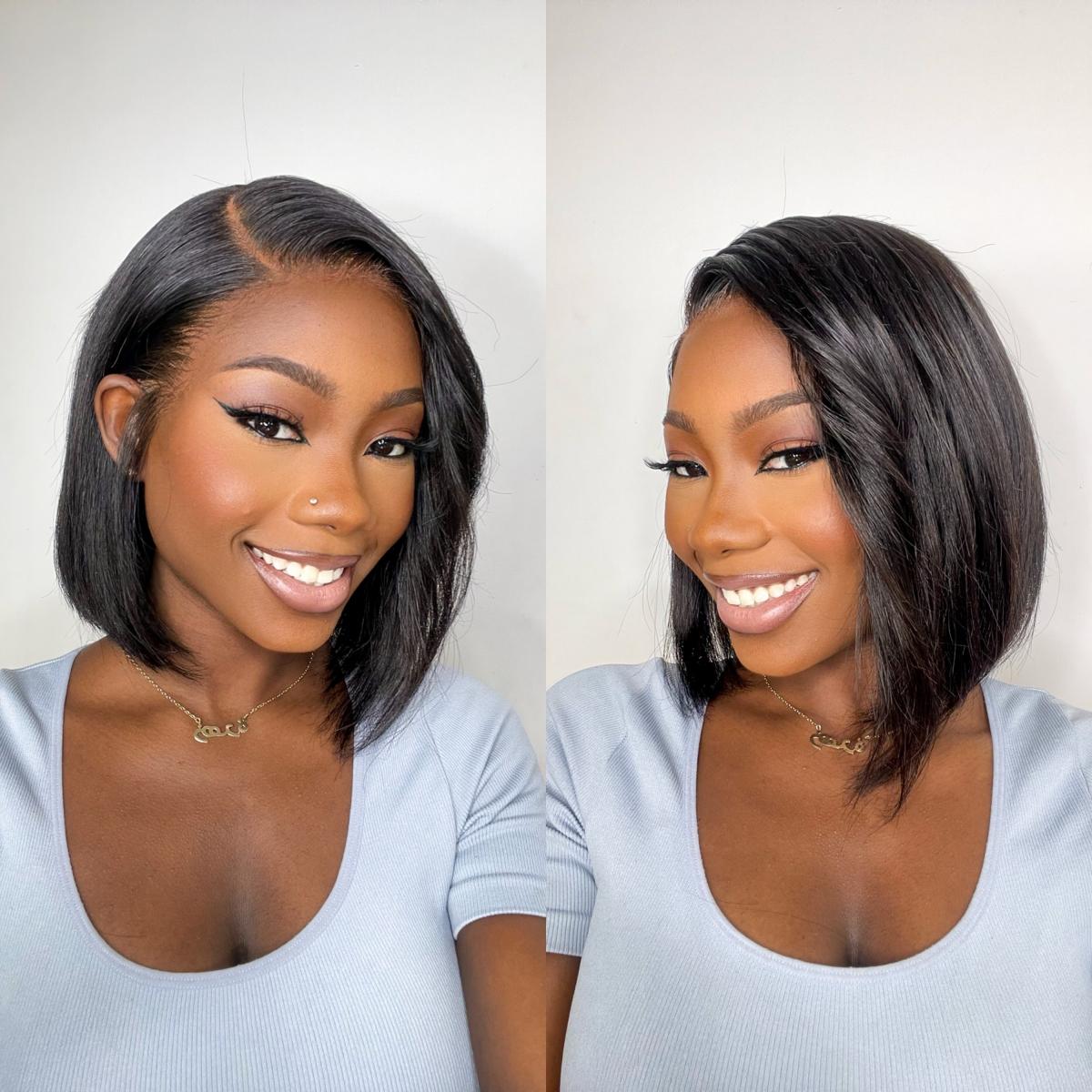 Asteria Hair 7x5 Ready To Go Straight Bob Wig Pre Cut Lace Front Bob Wig Human Hair Glueless Wig