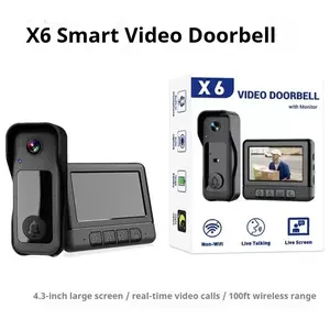 X6 Wireless Smart Video Doorbell Camera, Rechargeable Video Doorbell, Modern Home Security Doorbell with Night Vision & Voice Changing, Privacy Intercom, Alarm & Sensor Features, Waterproof Security Camera，bodycam