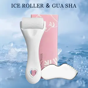 2pcs Ice Roller for Face and Gua Sha Facial Tool Set, Reduces Puffiness, Relieves Migraines, Skin Care Tools, Self Care Gift for Women