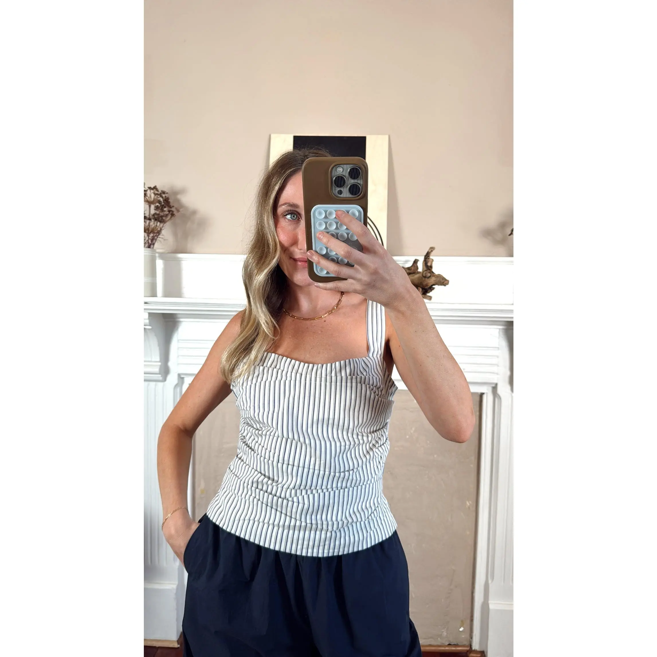 Judith Striped Ruched Corset Tank