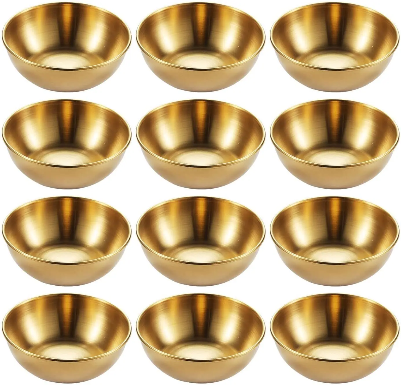 Stainless Steel Sauce Dishes, Gold Mini Saucers Bowl Round Seasoning Stainless Steel Nesting Bowls Set
