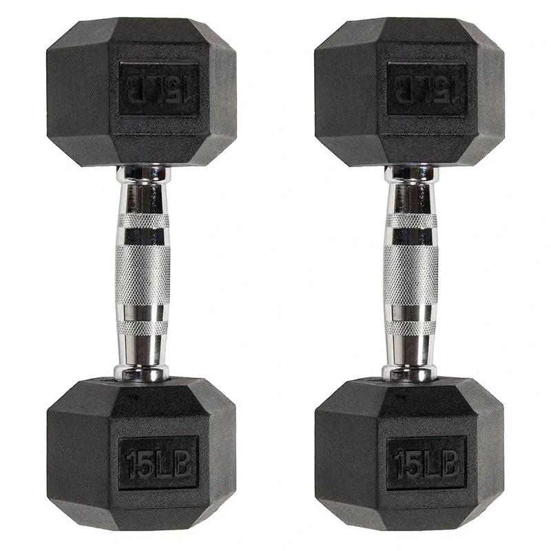 Ritkeep 10lb-45lb Six-sided Rubber Coated Hex Dumbbell rack Sets Weight Lifting Strength Training