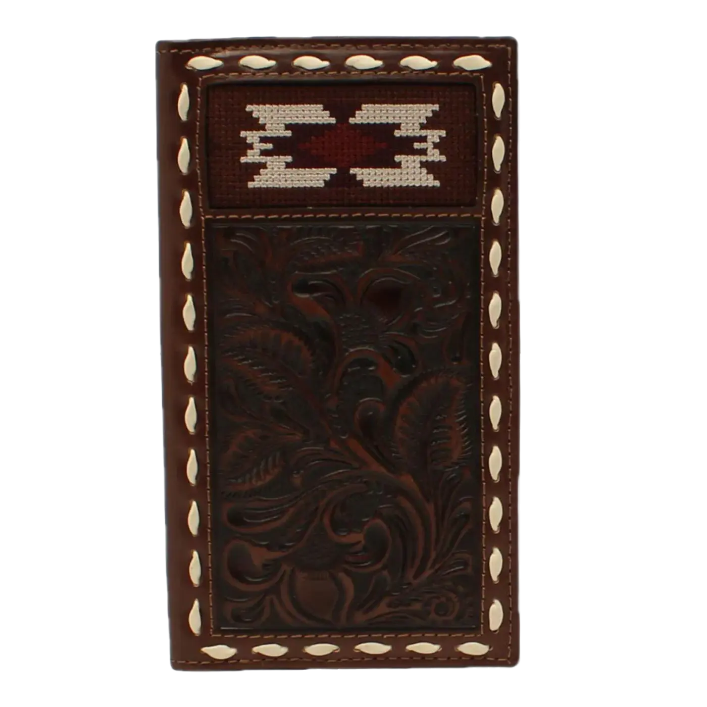 Nocona® Men's Southwestern Buck Lacing Brown Rodeo Wallet N500038002