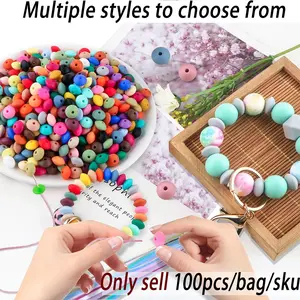 12mm Silicone Beads Kit, 100pcs/set Mixed Color Beads, DIY Jewelry Making Supplies, Beads For Crafts, Beads Charms Accessories for Bracelet & Necklace & Keychain & Mobile Phone Craft Chain
