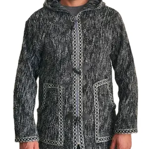 Men’s Winter Wool Hoodie Jacket – Thick Fleece‑Lined Zip & Toggle Coat