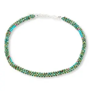 Mine Finds by Jay King Turquoise and Pink Tourmaline Woven Necklace