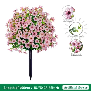 22-inch artificial direct-insertion plant flowers, silk Daisy eucalyptus with ground nails, outdoor decoration, UV-resistant, Outdoor faux plants, suitable for porch, home, indoor terrace, balcony, courtyard decoration, simulated tree