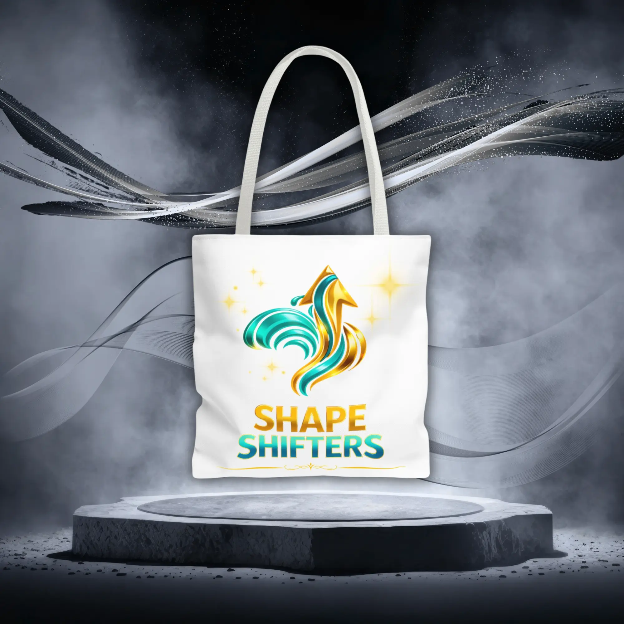Shape Shifters Tote Bag — Colorful Shape Shifters Logo All-Over Print Tote