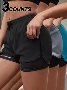 Women's 2-in-1 Quick Drying Gym Shorts, Training Workout Shorts, Fitness Shorts, Drawstring Active Shorts, Breathable Comfortable Skinny Shorts, Ladies Sportswear for Gym Workout Running