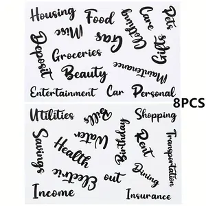 8 Pcs Cash Envelope Labels Stickers, A6 Budget Binder Labels, Words Money Organizer, Category Letter Stickers for Finance Planner, Adhesive Stickers