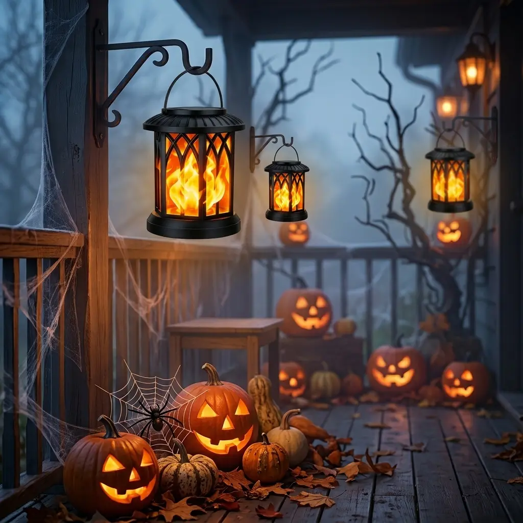 Halloween & Christmas Gifts,2/4 Pack Solar Lanterns Outdoor Waterproof, Upgraded Flickering Flame Solar Lantern Lights, Auto On/Off Lanterns Decorative Outdoor, Outdoor Hanging Lantern for Yard Garden Table Decor (Bronze)