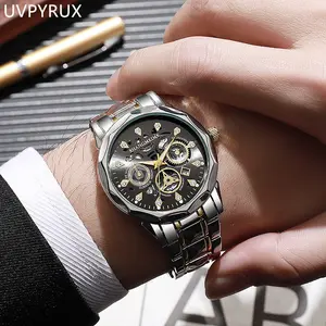 UVPYRUX Premium Quartz Men's Wristwatch Stainless Steel Waterproof Luminous Dial Ideal for Valentine's Day Father's Day Gift