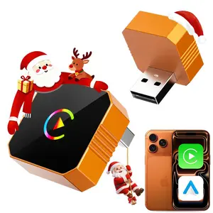 [Christmas Picks with CarPlay] Mini Orange Cube Pro 3.0 Wireless CarPlay & Android Auto Adapter 2026– Plug & Play, Fast Auto-Reconnect