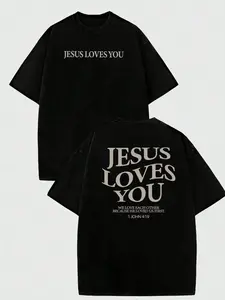 Jesus Loves You T-Shirt, Jesus T-Shirt, Christian Shirt, Aesthetic Apparel, Biblical Quote Shirt, Merchandise, Comfortable Colorful Round Neck Men Graphic Print T-Shirt, Trending Shirt, Dad Gift-men's shirt