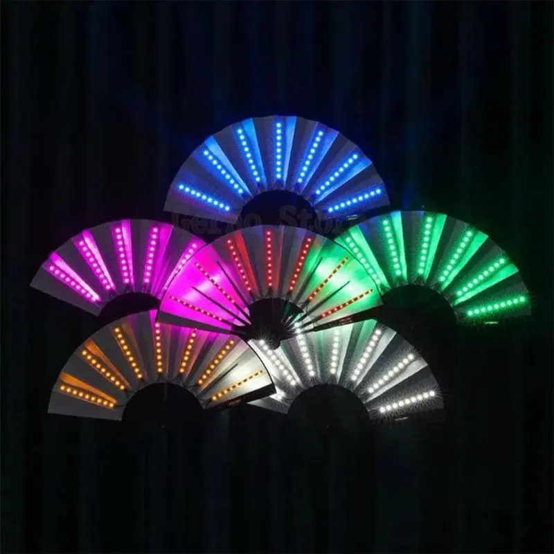 Glow Folding Led Fan Dancing Light Fan Night Show Halloween Christmas Hand Rave