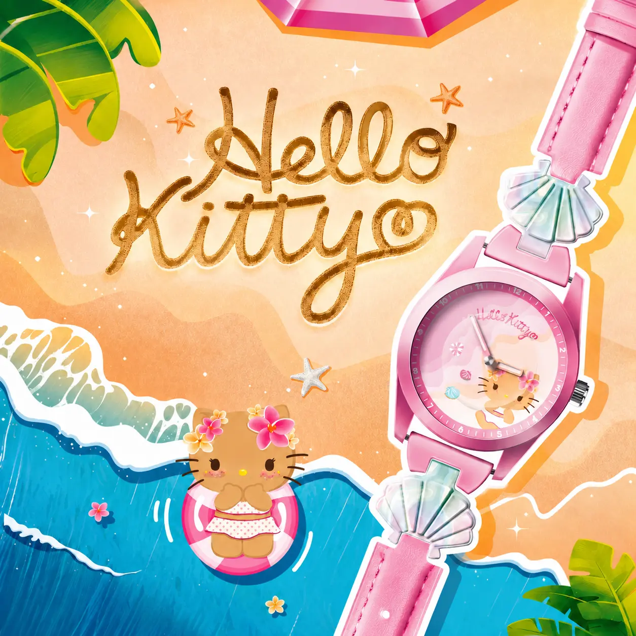 [Back to school]Kitty Let’s Go To The Beach Series Watch Blind Box, Trendy Tanned‑skin Style Student Electronic Watch, Cute Kids Wristwatch, Fun Collectible Toy & Sweet Birthday Gift For Young Fans