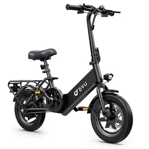 DYU C3 16 Inch Folding Electric Bike for Adults Teens, Folding Electric Bicycle,Commuter City E-Bike with a powerful peak 500W and 36V 7.5Ah Battery,3 Levels Assist, Dual Disc Brakes,16" Foldable ebike with Pedals