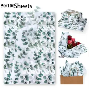 Elegant Eucalyptus Leaf & Butterfly Theme Thin Paper, 35x50cm Gift Wrapping Paper, Perfect for Parties, Baby Shower, Birthday, Wedding Decor
