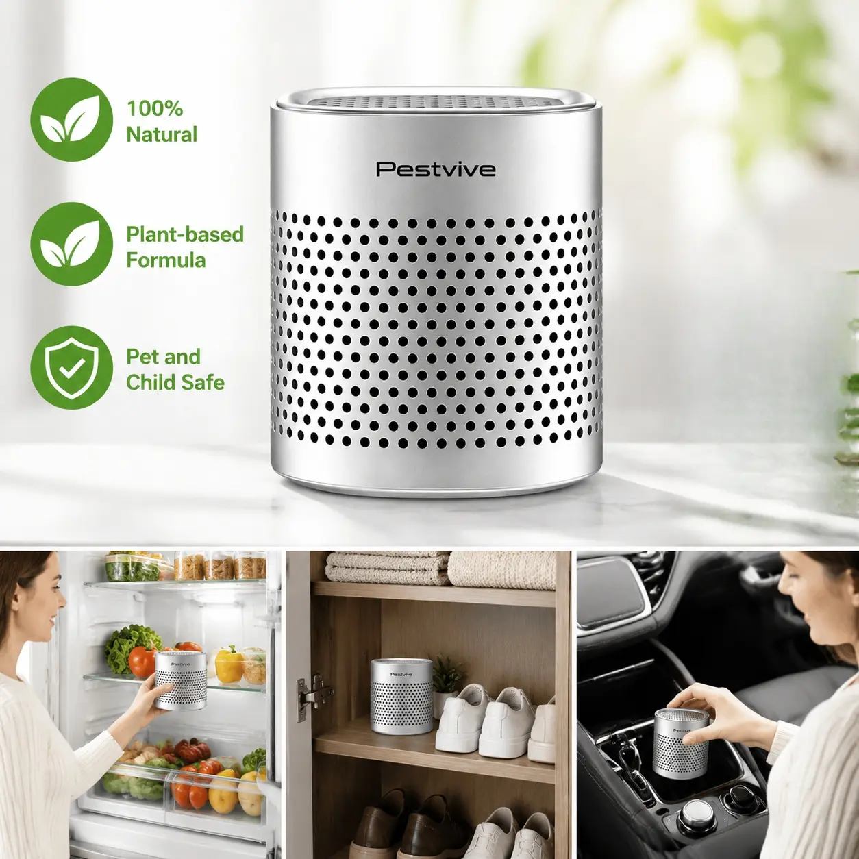 Pestvive Refrigerator Deodorizer,Long-Lasting Fridge Odor Eliminator | Replaces Baking Soda and Activated Carbon, Reusable Fridge Deodorizer
