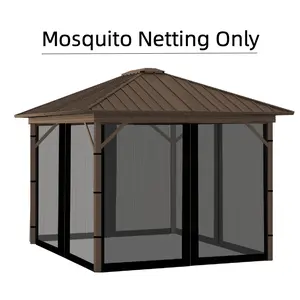Universal Gazebo Mosquito Netting, Multiple Sizes, Suitable for Pergola and Pop Up Canopy Tent,  4-Panel with Zipper for Outdoor Patio Backyard