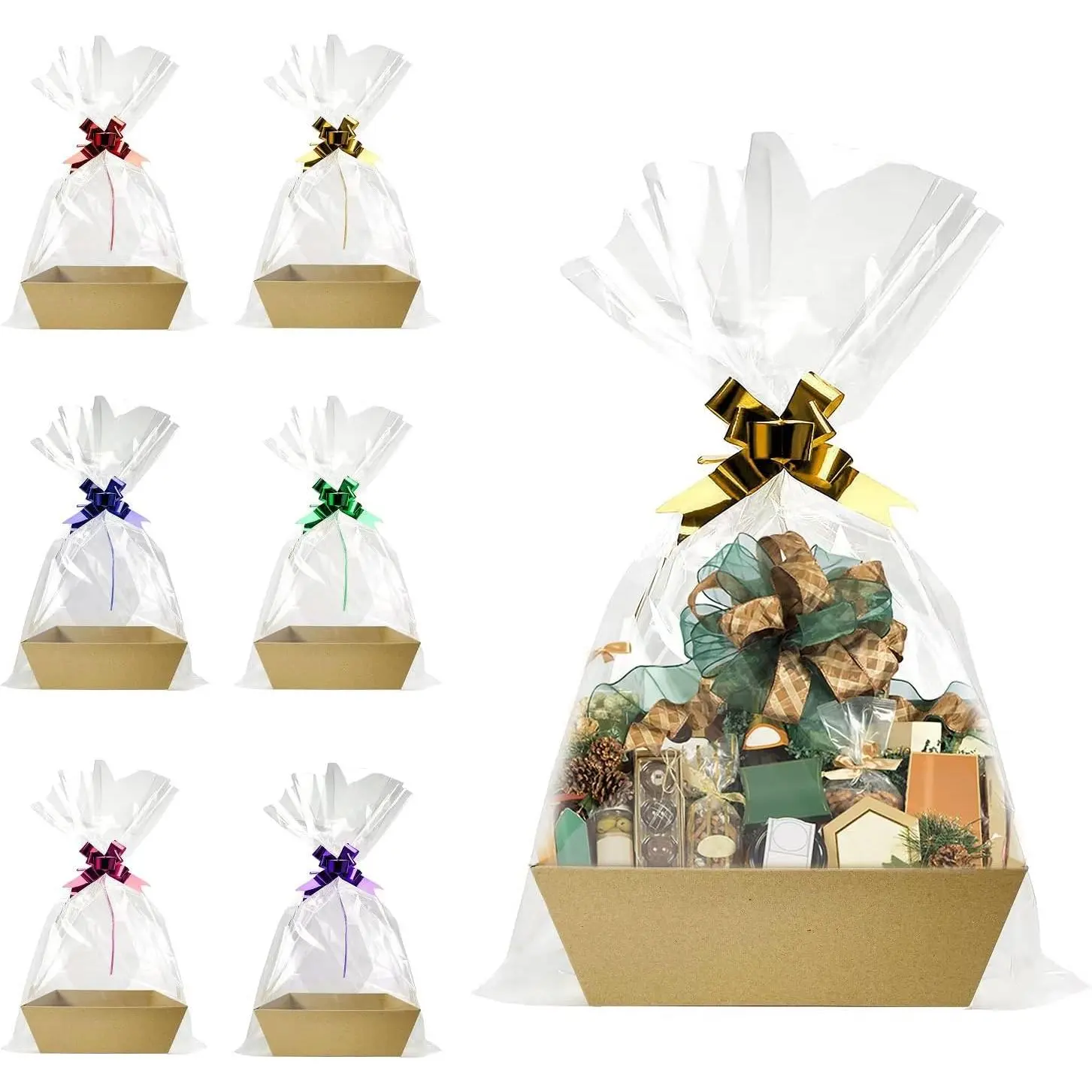 Baskets For Gifts Empty, 6 count Sturdy Diy Bulk  Basket  Market Tray Cardboard Basket With Handles,  Baskets Kit Supplies Wrap To Fill For Birthday Christmas Valentines Thanksgiving