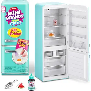 Mini Brands Fill The Fridge Playset w/UV Light by ZURU, Collectibles, DIY, Resin Play, Exclusive Recipe, NOT Edible, 8+