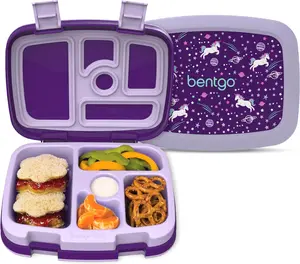 Kids Prints Leak-Proof 5-Compartment Bento-Style Lunch Box Unicorn Design Dishwasher Safe PFAS BPA-Free Ideal for Ages 3-7 - Tableware, Lid