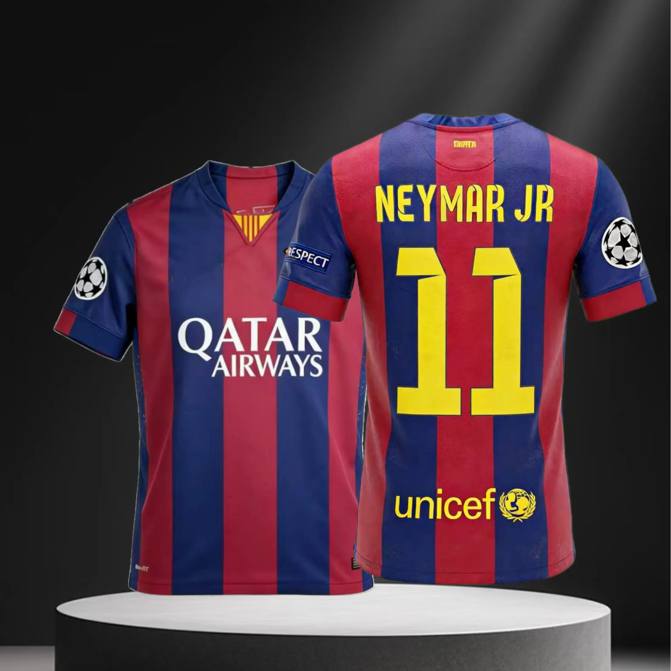 14 15/Home/Short Sleeve/11# Neymar JR/Retro/Soccer Jersey/Fans Version/Red Blue
