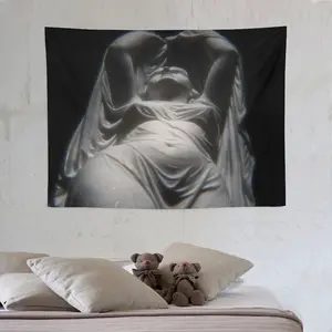 Ethereal Sculpture Wall Tapestry, Dark Romance Aesthetic Bedroom Decor, Moody Renaissance Style Wall Art, Haunted Angelic Goddess Fabric Poster, Smutty BookTok Reading Nook Backdrop