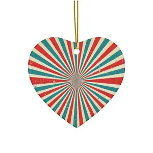 White Ceramic Retro Christmas Ornaments - Circle, Star, Heart, Oval with Full-Color Imprint