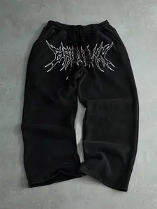 Trendy Street Style Drawstring Sweatpants, Letter Print, Casual Fashion, Comfortable Fit, Versatile Daily Wear, Suitable for All Occasions