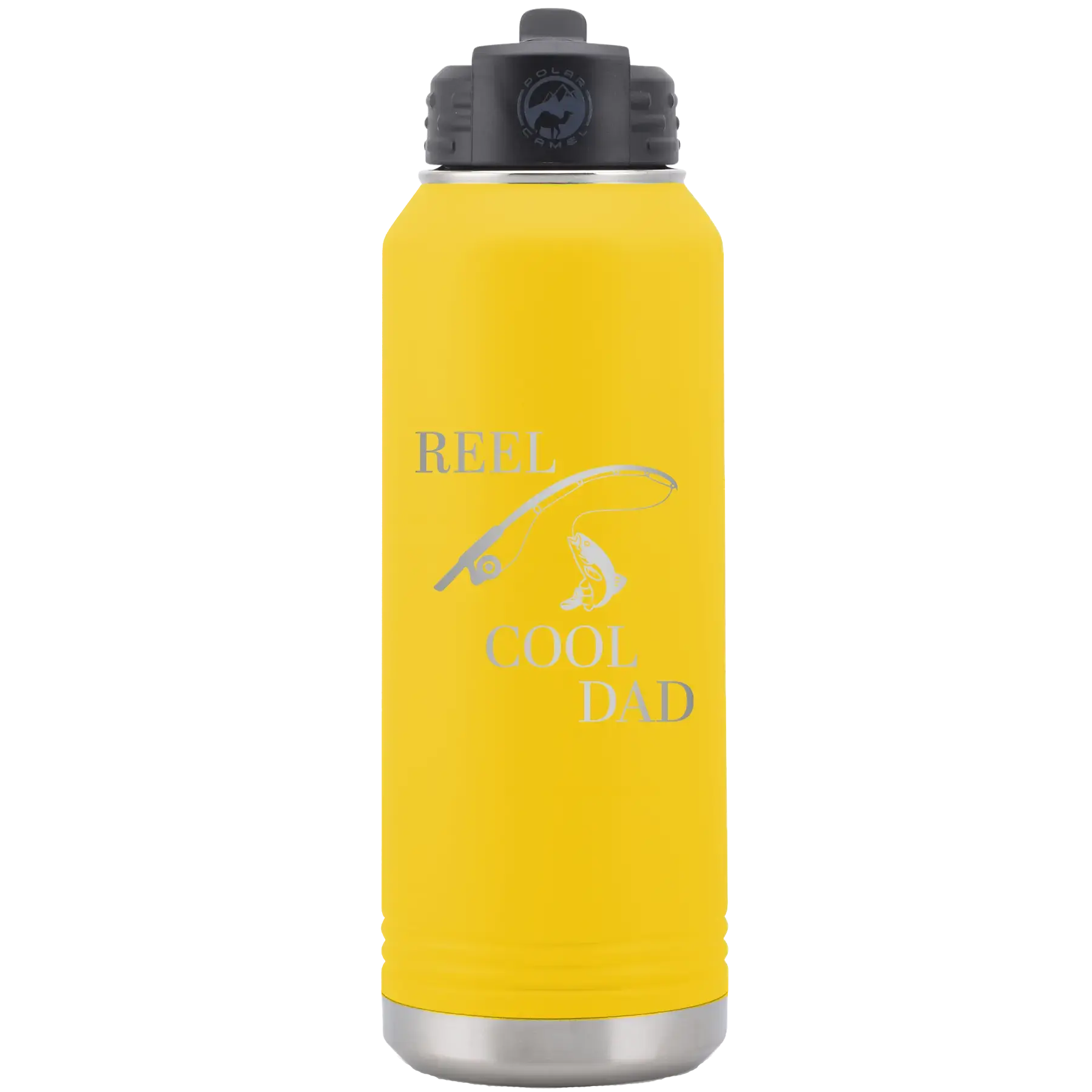 Personalized Reel Cool Dad 32 oz Water Bottle - Yellow