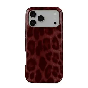 Dark Academia Burgundy Leopard Print iPhone 17 Pro Max Shockproof Case, Glossy Wine Red Animal Cover for Iphone 17 Promax, 17 Pro, 16 Promax, 16 pro