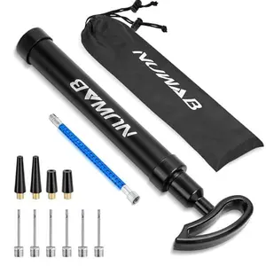 NUWAB 10.6 Inch Ball Pump, Lightweight Portable Manual Pump for Football, Basketball, Volleyball, Balloon and Swimming Ring, Quick Inflation Come with Extension Hose, Ball Needles, Nozzles