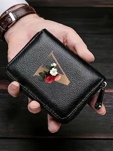 Accordion-Style Zippered Card Holder with 26-Letter Alphabet Print. Solid Color Card Holder, Multiple Card Slots, Large Capacity. Wallets, Card Holders, And Credit Card Holders for Men and Women. A Perfect Valentine's Day Gift for Family or Partners.