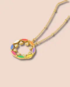 Rainbow Heart Pendant Necklace