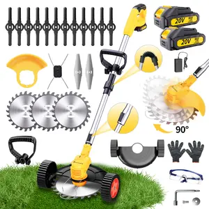 KITESDER 20V Cordless Grass Trimmer - 2-in-1 Lightweight Electric Weed 【FathersDay Gift】Eater & Lawn Edger with Metal Blades, 2Ah Lithium Battery, Charger & Extra Blades for Lawn Edging, Weed Pruning