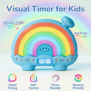 Visual Timer for Kids, 60-Minute Countdown Clock with Color-Changing Rainbow Light, Magnetic Classroom & Home Routine Tool, BPA-Free, Calm Corner Essential