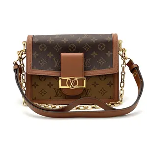 Pre-owned Louis Vuitton Canvas and Leather Shoulder Bag Dauphine Reverse Monogram Canvas MM #2339