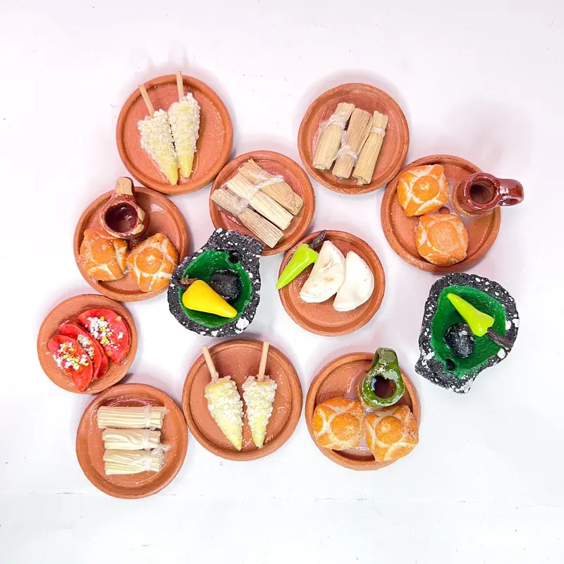 Mini Mexican Food Dishes 4 Pack or More Tacos Pan Dulce Fruit Tamales Day of the Dead