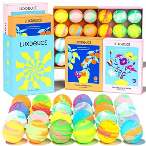 Bath Bombs Gift Se, 24 Pack Bubble Bombs with 12 Unique Scents, Floral & Fruity Collections, Skin-Soothing & Mood-Enhancing, Spa Gifts for Women, Wife, Stress Relief & Relaxation