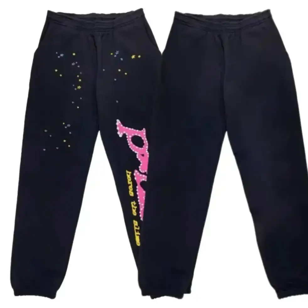 Y2K Retro Joggers for Men, Graphic Sweatpants with Rhinestone Splatter Print, Loose Fit Streetwear Pants