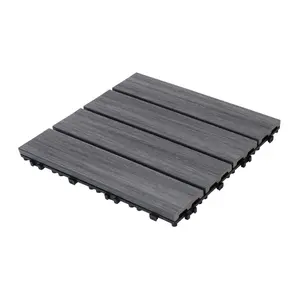 Patio Floor Tiles Pack of 11-22  WPC Wood-Plastic Composite Patio Deck Tiles DIY Interlocking Decking Tiles, Quick Deck Floor Tile, Court Tile, Water Resistant Indoor Outdoor -11.8" ASH   WL