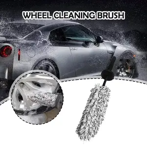 Microfiber Car Tire Brush, Car Wheel Cleaner Brush, Ergonomic Handle Design, Car Cleaning Brush, Durable Microfiber Material, Highly Water Absorption Car Cleaning Brush, Automotive Maintenance Tool