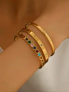 Women's Stainless Steel Bracelet Set, Elegant Jewelry Gift for Women, Perfect for Daily Wear & Special Occasions, Stackable Bracelets