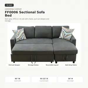 Fluffy Fabric 2-Piece Futon Set, Convertible Sofabed for Living Room & Bedroom Indoor Furniture