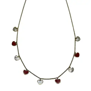 14kt Necklace with Red and White Hearts Elegant and Versatile Jewelry for Any Occasion Perfect for Gift Giving