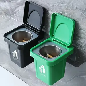 Wall-Mounted Trash Bin Ashtray with Lid, Anti-Flying Ashes Toilet Ashtray, Convenient and Stylish Design for Home Use
