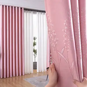 1pc Jacquard Fairy Grass Embroidery Thick Blackout & Heat Insulation Eyelet Curtain, Thermal Insulated Curtain, Heavy & Drapable, Soft Skin-friendly Texture, Suitable for Floor-to-ceiling Windows, Bedroom